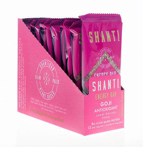Shanti Bar Organic 10 G Protein Bar Gluten Free Cranberry Crunch Goji -- 12 Bars