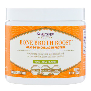 ReserveAge Nutrition, Bone Broth Boost, Grass-Fed Collagen Protein, Vegetable Flavor, 4.23 oz (120 g)