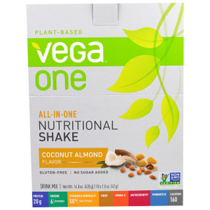 Vega, All-In-One, Nutritional Shake, Coconut Almond, 10 Packets, 1.5 oz (42 g) Each