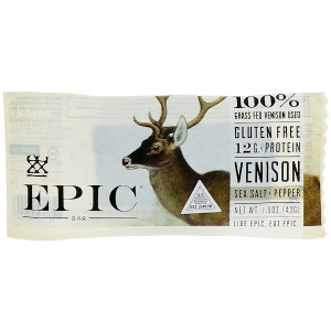 Epic Bar, Venison Sea Salt + Pepper Bar, 12 Bars, 1.5 oz (43 g) Each