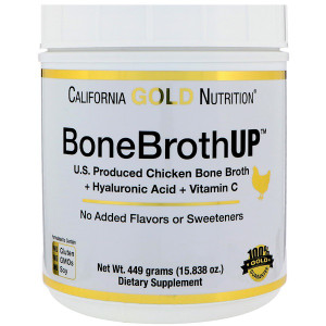 California Gold Nutrition, Chicken Bone Broth Up Protein, Skin, Hair & Nail Health with Hyaluronic Acid, Vitamin C, 15.838 oz (449 g)