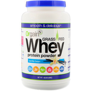 Orgain, Grass-Fed Whey Protein Powder, Vanilla Bean, 1.82 lbs (828 g) (Discontinued Item)