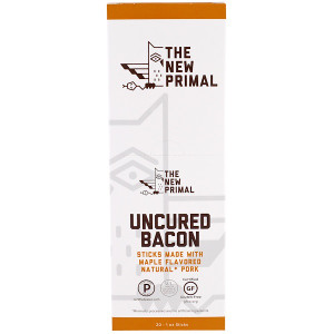 The New Primal, Uncured Bacon, Natural Pork Sticks, Maple Flavored, 20 Sticks, 1 oz Each