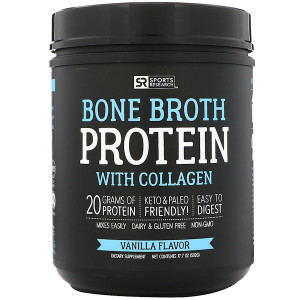 Sports Research, Bone Broth Protein with Collagen, Vanilla Flavor, 17.7 oz ( 502 g)