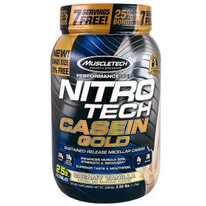 Muscletech, Nitro Tech Casein Gold, Creamy Vanilla, 2.50 lbs (1.13 kg)