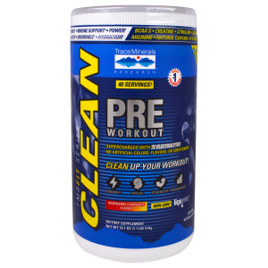 Trace Minerals Research TMRFIT Series CLEAN PRE Workout Dietary Supplement Raspberry Lemonade -- 18.1 oz