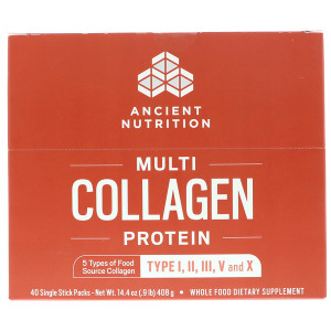 Dr. Axe / Ancient Nutrition, Multi Collagen Protein, 40 Single Stick Packets, 14.4 oz (408 g)