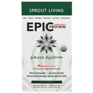 Sprout Living, Organic, Epic Plant-Based Protein, Green Kingdom, 16 Pouches, 1.2 oz (32 g) Each