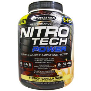 Muscletech, Nitro Tech Power, Ultimate Muscle Amplifying Protein, French Vanilla Swirl, 4.00 lbs (1.81 kg)