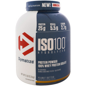 Dymatize Nutrition, ISO 100 Hydrolyzed, 100% Whey Protein Isolate, Peanut Butter, 5 lb (2.3 kg)
