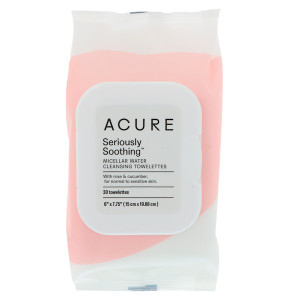 3 PACK of Acure Seriously Soothing Micellar Water Cleansing Towelettes -- 30 Towelettes