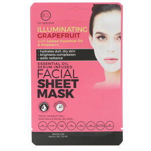 BCL, Be Care Love, Essential Oil Serum-Infused Facial Sheet Mask, Illuminating Grapefruit, 1 Mask