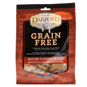 Darford, Grain Free, Premium Oven-Baked Dog Treats, Bacon Flavor Recipe, 12 oz (340 g)