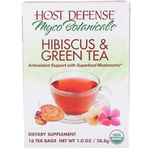 Fungi Perfecti, Host Defense, MycoBotanicals, Hibiscus & Green Tea, 16 Tea Bags, 1.0 oz (28.8 g)