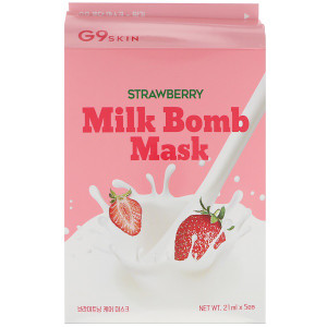 3 PACK OF G9skin, Strawberry Milk Bomb Mask, 5 Sheets, 21 ml Each