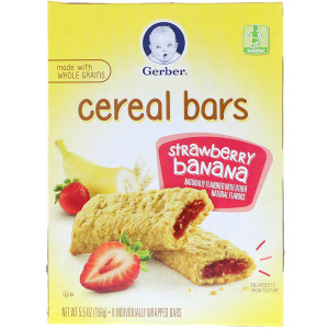 3 PACK of Gerber, Cereal Bars, Strawberry Banana, Toddler, 8 Bars, 5.5 oz (156 g)