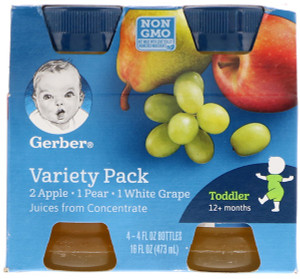 Gerber, Variety Juice Pack, Toddler, 12+ Months, 4 Pack, 4 fl oz (118 ml) Each