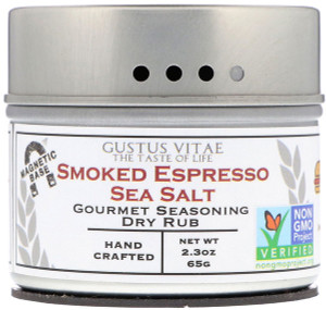 Gustus Vitae Gourmet Seasoning Dry Rub In Magnetic Tin Smoked Espresso Sea Salt -- 2.3 oz