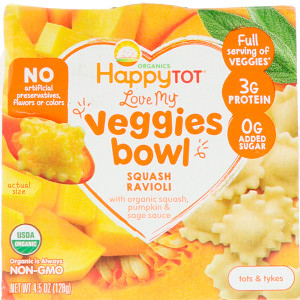 3 PACK of Happy Baby Organics Happy Tot Love My Veggies Bowl - Tot Squash Ravioli -- 4.5 oz