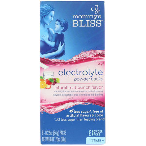 Mommys Bliss, Electrolyte Powder Packs, Natural Fruit Punch Flavor, 1 Year +, 8 Powder Packs, 0.22 oz (6.4 g) Each