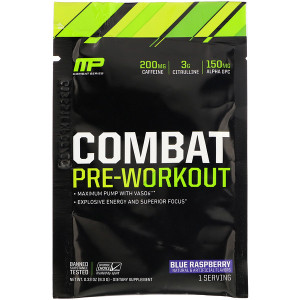 MusclePharm, Combat Pre-Workout, Blue Raspberry, 0.33 oz (9.3 g) Trial Size