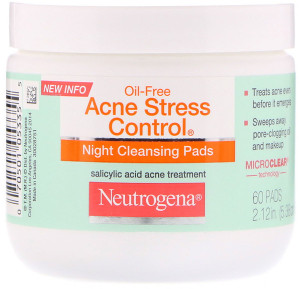 Neutrogena, Oil Free Acne Stress Control, Night Cleansing Pads, 60 Pads