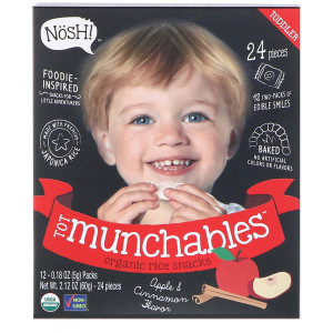 3 PACK of Nosh Tot Munchables Rice Snacks Apple Cinnamon -- 26 Piece