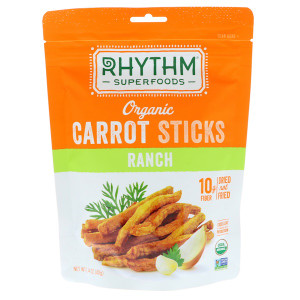 3 PACK of Rhythm Superfoods Organic Carrot Sticks Dried Gluten Free Ranch -- 1.4 oz