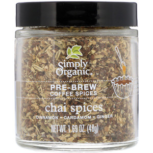 3 PACK OF Simply Organic, Pre-Brew Coffee Spices, Chai Spices, 1.69 oz (48 g)