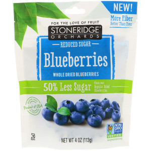 3 PACK OF Stoneridge Orchards, Blueberries, Whole Dried Blueberries, Reduced Sugar, 4 oz (113 g)