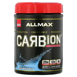 <img alt="ALLMAX Nutrition, CARBion+ with Electrolytes + Hydration, Gluten-Free + Vegan Certified, Blue Bomb Pop, 1.91 lbs (870 g)" title="ALLMAX Nutrition, CARBion+ with Electrolytes + Hydration, Gluten-Free + Vegan Certified, Blue Bomb Pop, 1.91 lbs (870 g),665553228235"