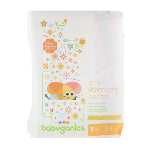 BabyGanics, Ultra Absorbent Diapers, Size 1, 8-14 lbs (4-6, 34 Diapers