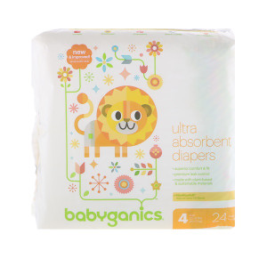 BabyGanics, Ultra Absorbent Diapers, Size 4, 22-37 lbs, (10-17, 24 Diapers
