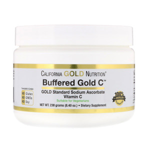 California Gold Nutrition, Buffered Gold C, Non-Acidic Vitamin C Powder, Sodium Ascorbate, 8.40 oz (238 g)