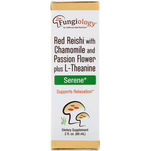 California Gold Nutrition, Fungiology, Red Reishi with Chamomile and Passion Flower plus L-Theanine, Serene, 2 fl oz (60 ml)