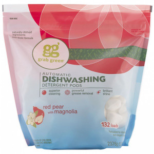 Grab Green, Automatic Dishwashing Detergent Pods, Red Pear with Magnolia, 132 Loads, 5 lbs 40 oz (2376 g)