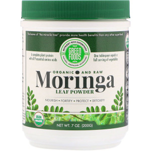 Green Foods Corporation, Organic and Raw, Moringa Leaf Powder, 7 oz (200 g)