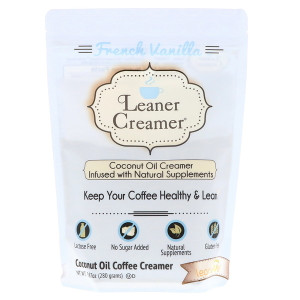 Leaner Creamer, Coconut Oil Coffee Creamer, French Vanilla, 9.87 oz (280 g)