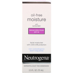 Neutrogena, Oil Free Moisture, Facial Moisturizer with UVA/UVB Protection, Broad Spectrum SPF 35, 2.5 fl oz (73 ml)