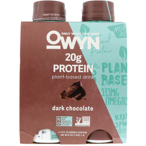 OWYN, Protein Plant-Based Shake, Dark Chocolate, 4 Shakes, 12 fl oz (355 ml) Each