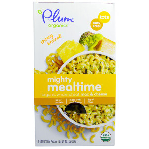 Plum Organics, Might Mealtime, Organic Whole Wheat Mac & Cheese, Tots, Cheesy Broccoli, 9 Packets, 1.19 oz (34 g) Each