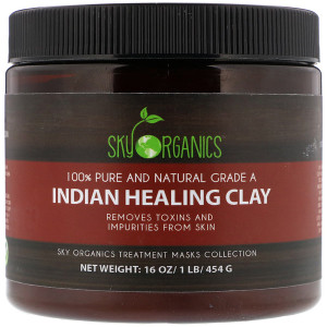 Sky Organics, Indian Healing Clay, 100% Pure and Natural Grade A, 16 oz (454 g)