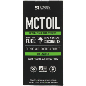 Sports Research, MCT Oil, Unflavored, 15 Packets, 7.5 fl oz (225 ml)