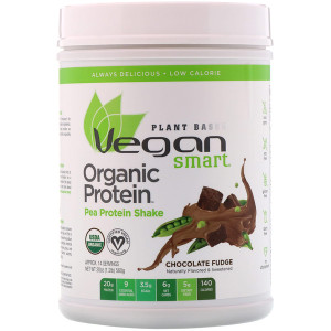 VeganSmart, Organic Pea Protein Shake, Chocolate Fudge, 20 oz (560 g)