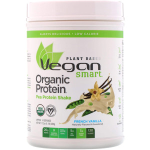 VeganSmart, Organic Pea Protein Shake, French Vanilla, 17.3 oz (490 g)