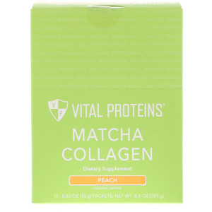 Vital Proteins Matcha Collagen Stick Pack Box Peach -- 14 Packets