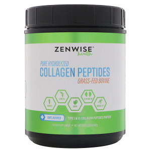 Zenwise Health, Pure Hydrolyzed Collagen Peptides, Grass-Fed Bovine, Unflavored, 20 oz (567 g)