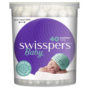 3 PACK OF Swisspers Baby Care Contour Cotton Tips 40 Pack