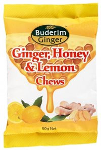 3 PACK OF Buderim Ginger, Honey & Lemon Chews