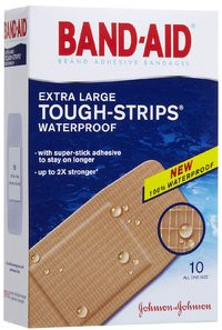 3 PACK OF Johnson'S Bandaid Tough Strips Waterproof X-Large 10
